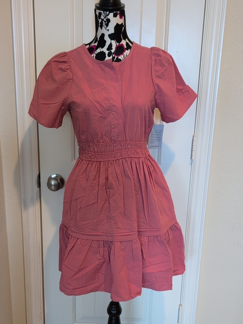 Stichdrop Pink Cotton Tiered Dress with Tags Size Small